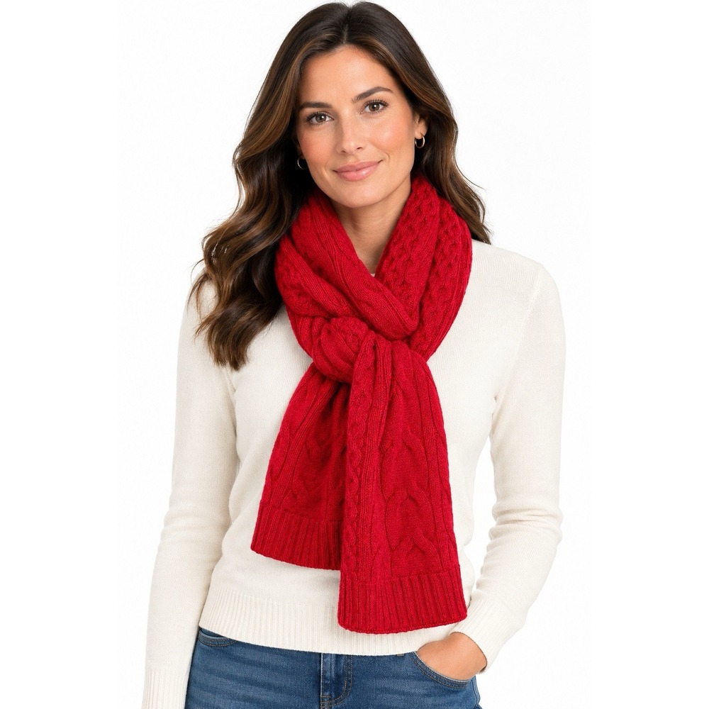 Talbots 100% Cashmere Scarf  Pink Cable Knit Preppy Luxury Winter Soft